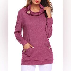 Women’s Cowl Neck Tunic Long Sleeve Top
